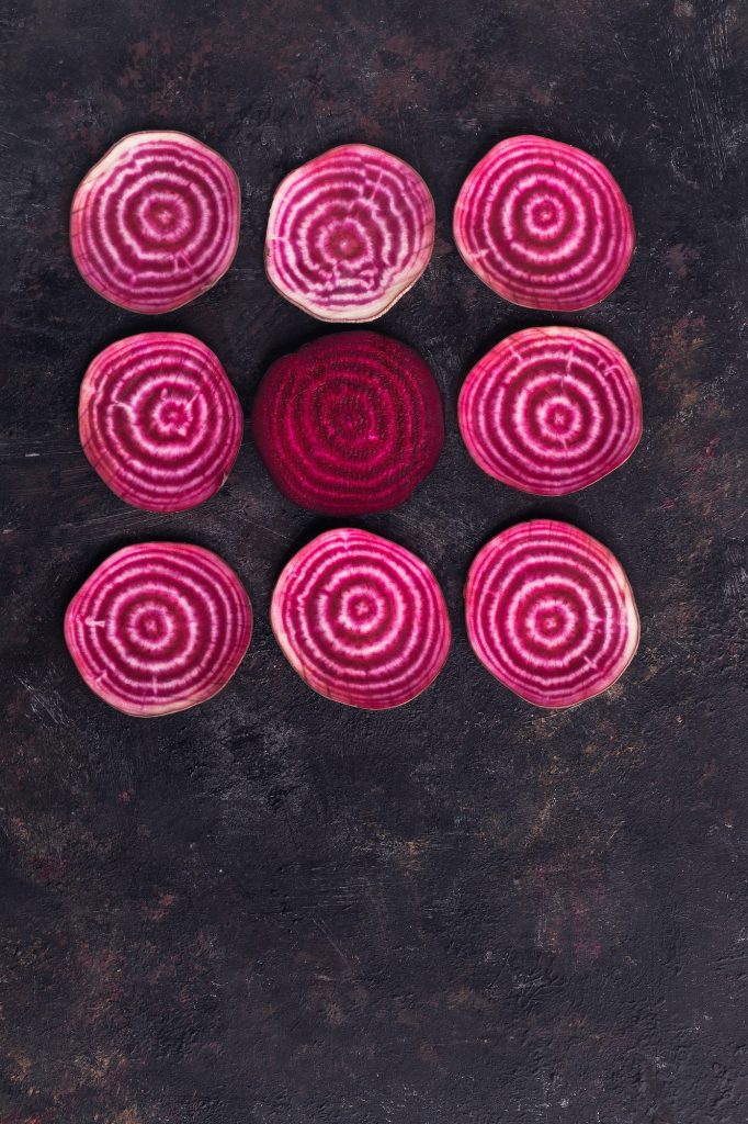 Pattern of sliced beetroots